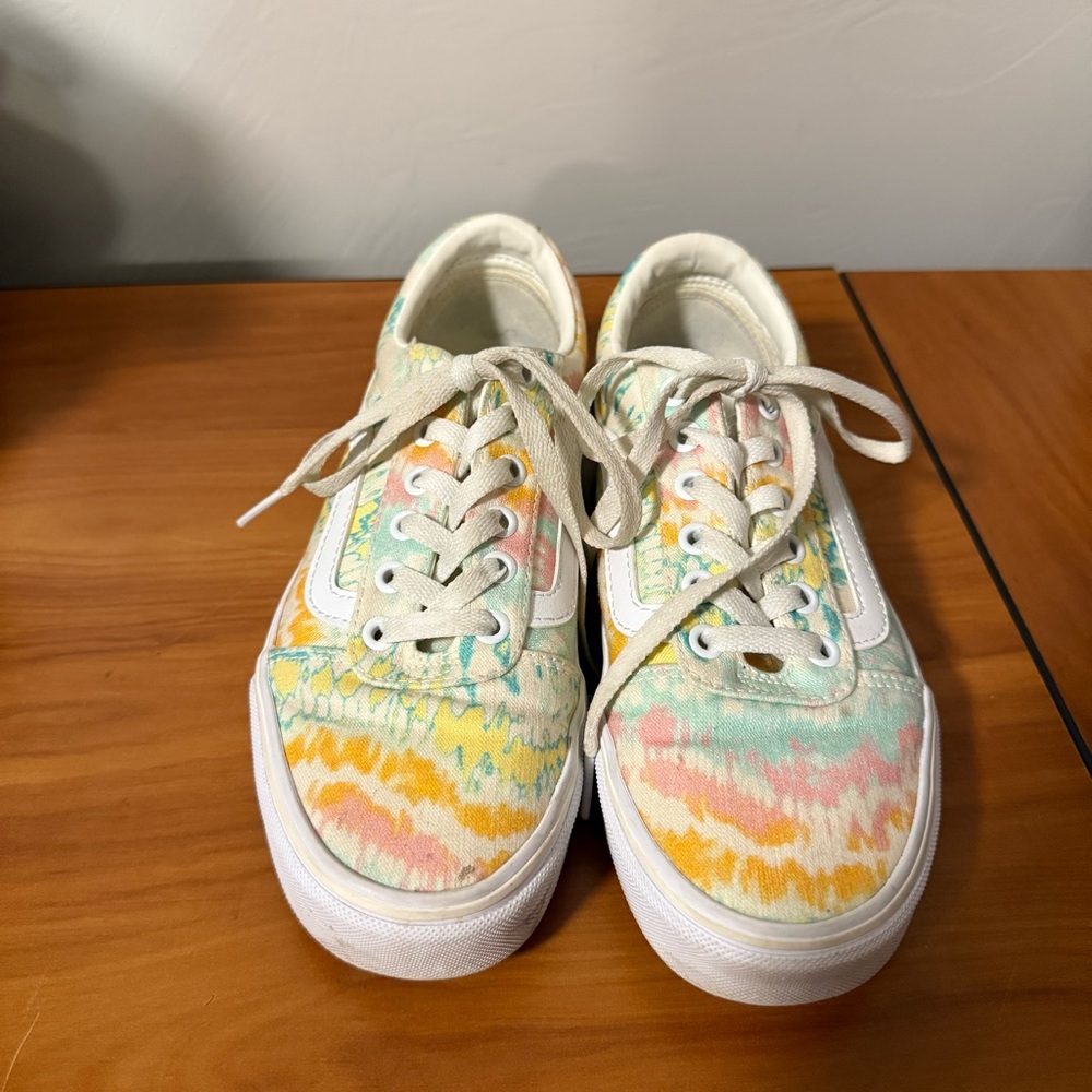 Vans Old Skool Pastel Rainbow Tie Dye Lace Up Low Top Sneaker Skate Funky W7.5